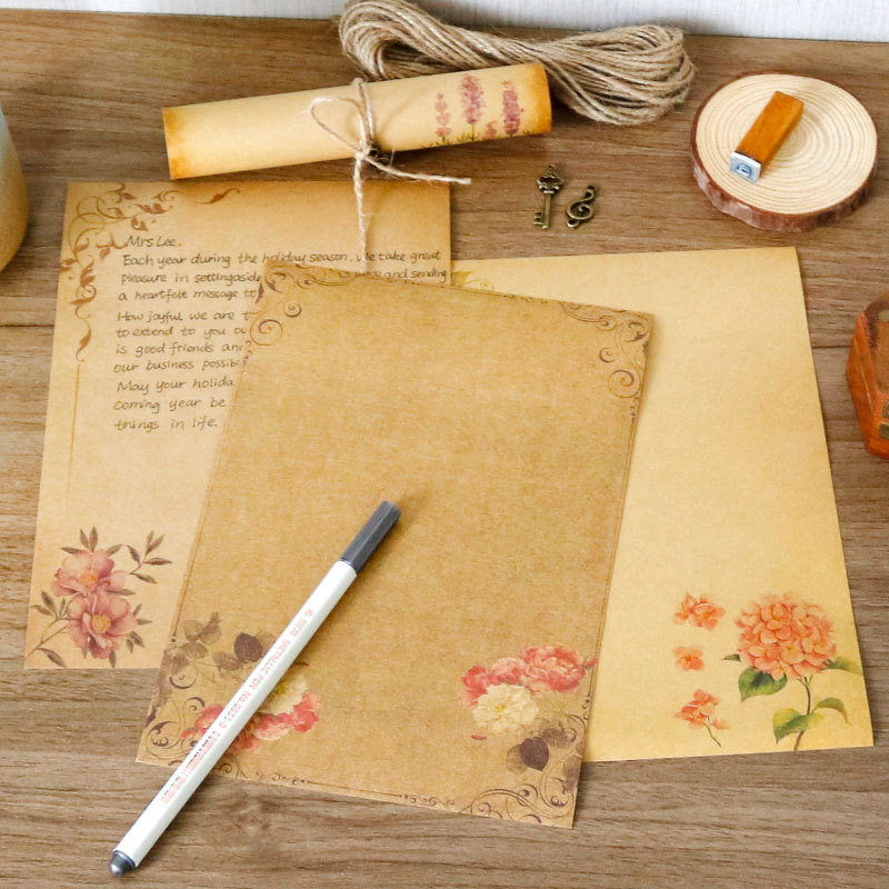 Ink Blotter Paper - 16 個ヴィンテージ筆記用紙古い羊皮紙デザインクラフト紙招待状ギフト装飾ホリデーイベントパーティー用品 A5