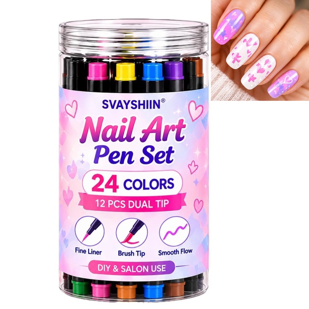 Copic Marker Sketch - 12本セット ネイルアート用ペイントペン、デュアルチップ、24色、細いペン先と筆ペン先、ネイルアート用マーカー、DIYネイルデコレーション用