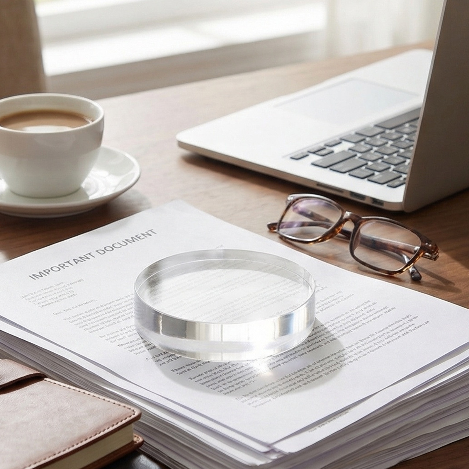 丸いクリスタル製ペーパーウェイト。透明なガラス製で、デスクや - Paper Weight Crystal のレビューと価格
