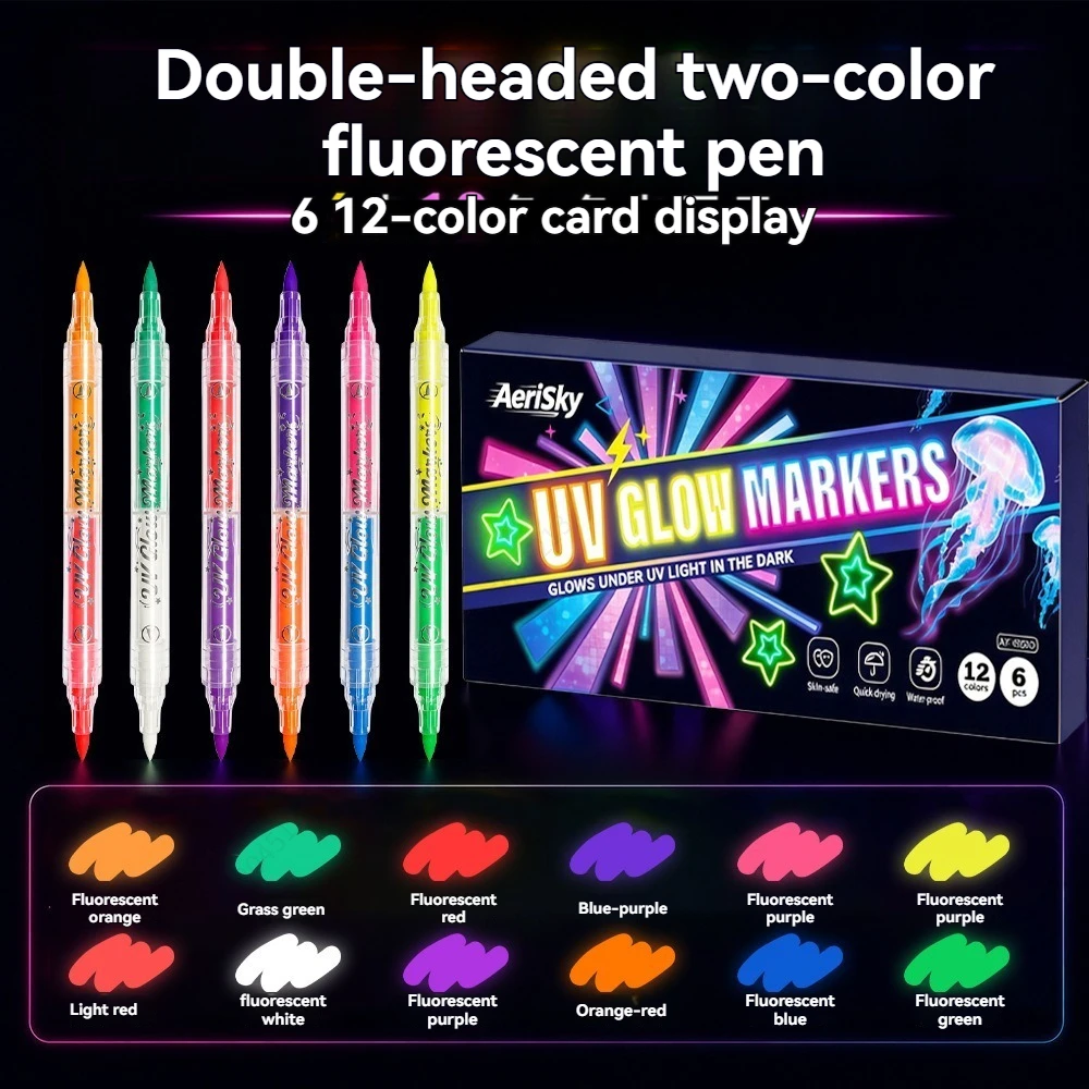 12色の両端にペン先が付いたUVネオン蛍光マーカーセット。ブ - Copic Marker Sketch のレビューと価格