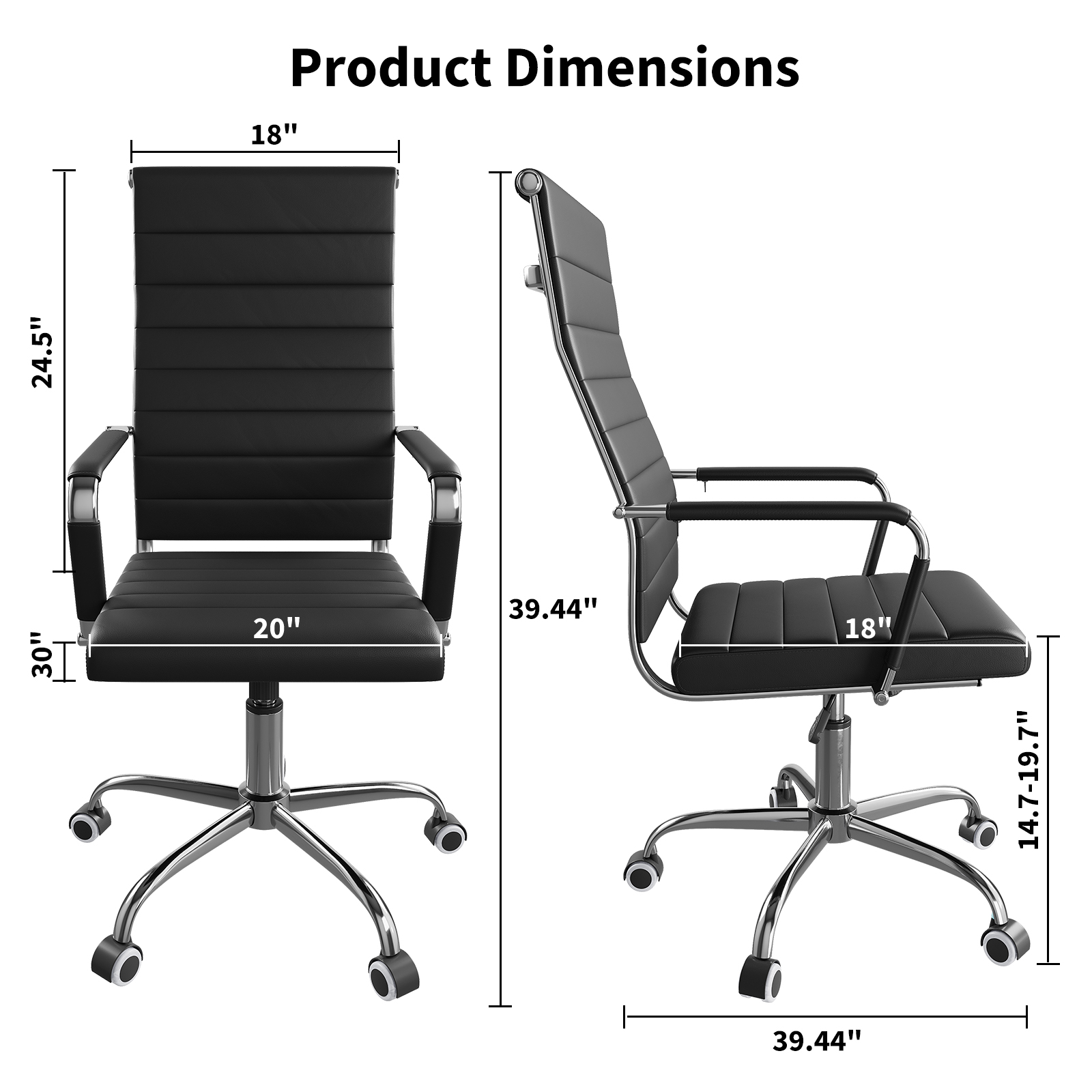 エグゼクティブオフィス用デスクチェア、リブ加工の背もたれを備 - Leather Desk Pad のレビューと価格