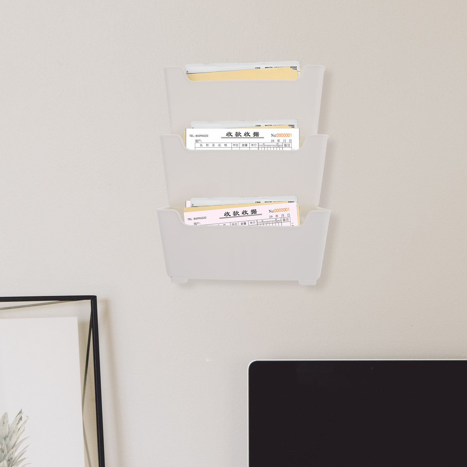 1個入り、壁掛け式ファイル整理ケース、透明プラスチック製、壁 - Magazine Holder Rack のレビューと価格