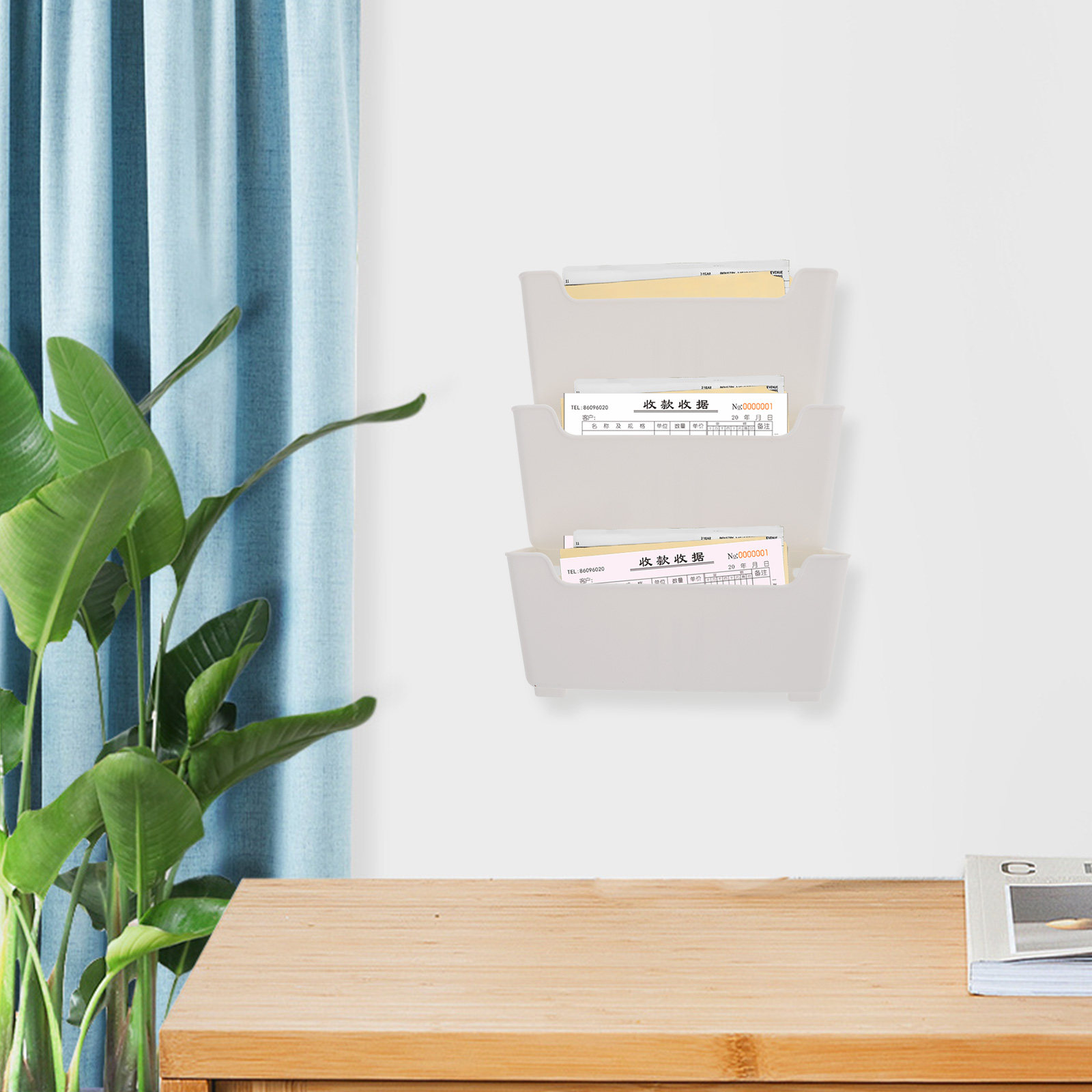 1個入り、壁掛け式ファイルオーガナイザー、透明、壁に取り付け - Magazine Holder Rack のレビューと価格
