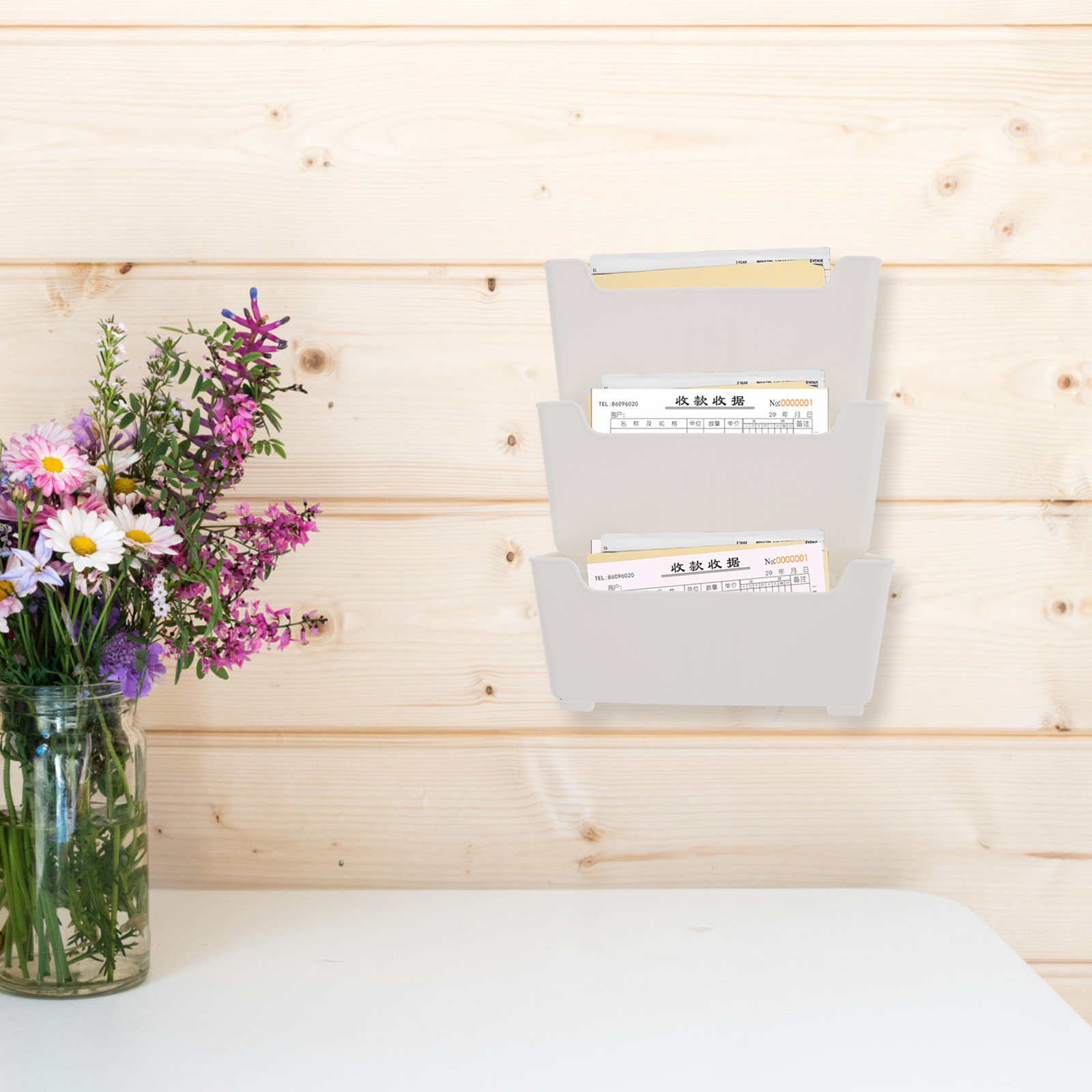 1個入り、壁掛け式ファイルオーガナイザー、透明、壁に取り付け - Magazine Holder Rack のレビューと価格